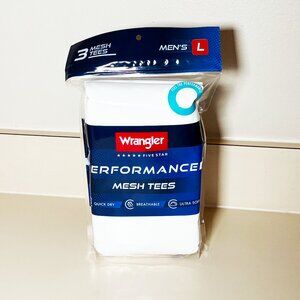 NEW Wrangler Mens Performance Breathable No Tags White Mesh Tees Shirts 3-Pack L